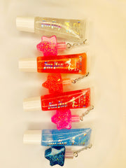 Glitter lip gloss keychain