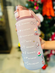 Water bottle with time Marker Label, BPA Free with Straw