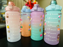 Water bottle with time Marker Label, BPA Free with Straw